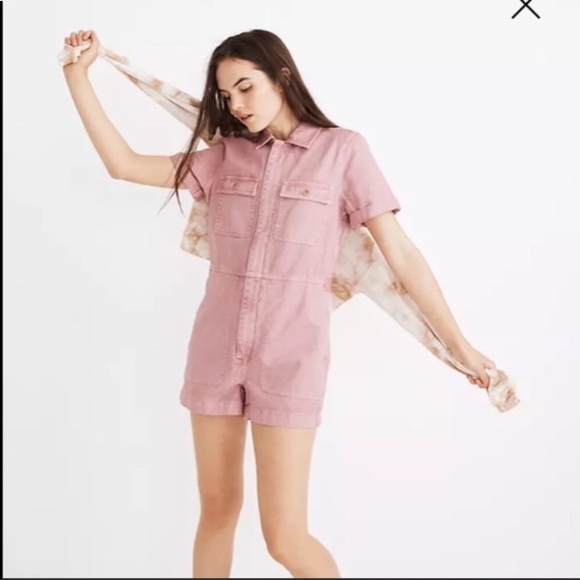 Madewell Pants - SOLD Madewell Pink Zipper Boilersuit Romper